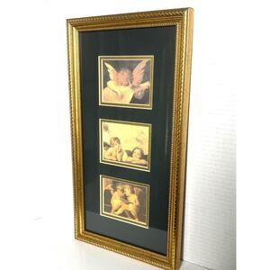 Cherub Angels by Rosso Fiorentino 3 in 1 Prints Gold Frame 11'' x 21''
